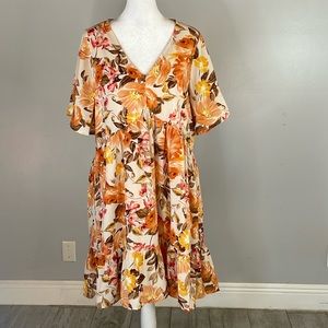 [STACCATO] Orange Boho Floral Dress - Size Small